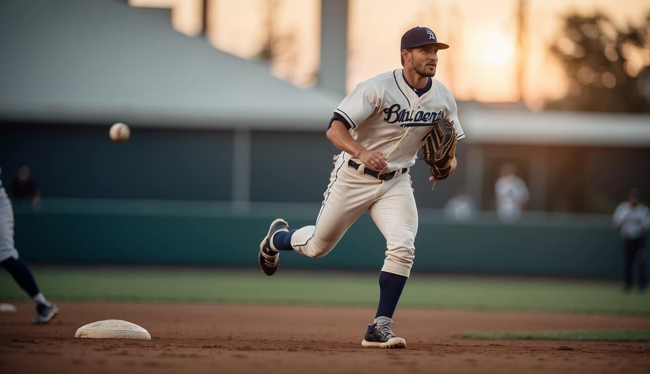 A baseball player dodges a flying ball to avoid injuries