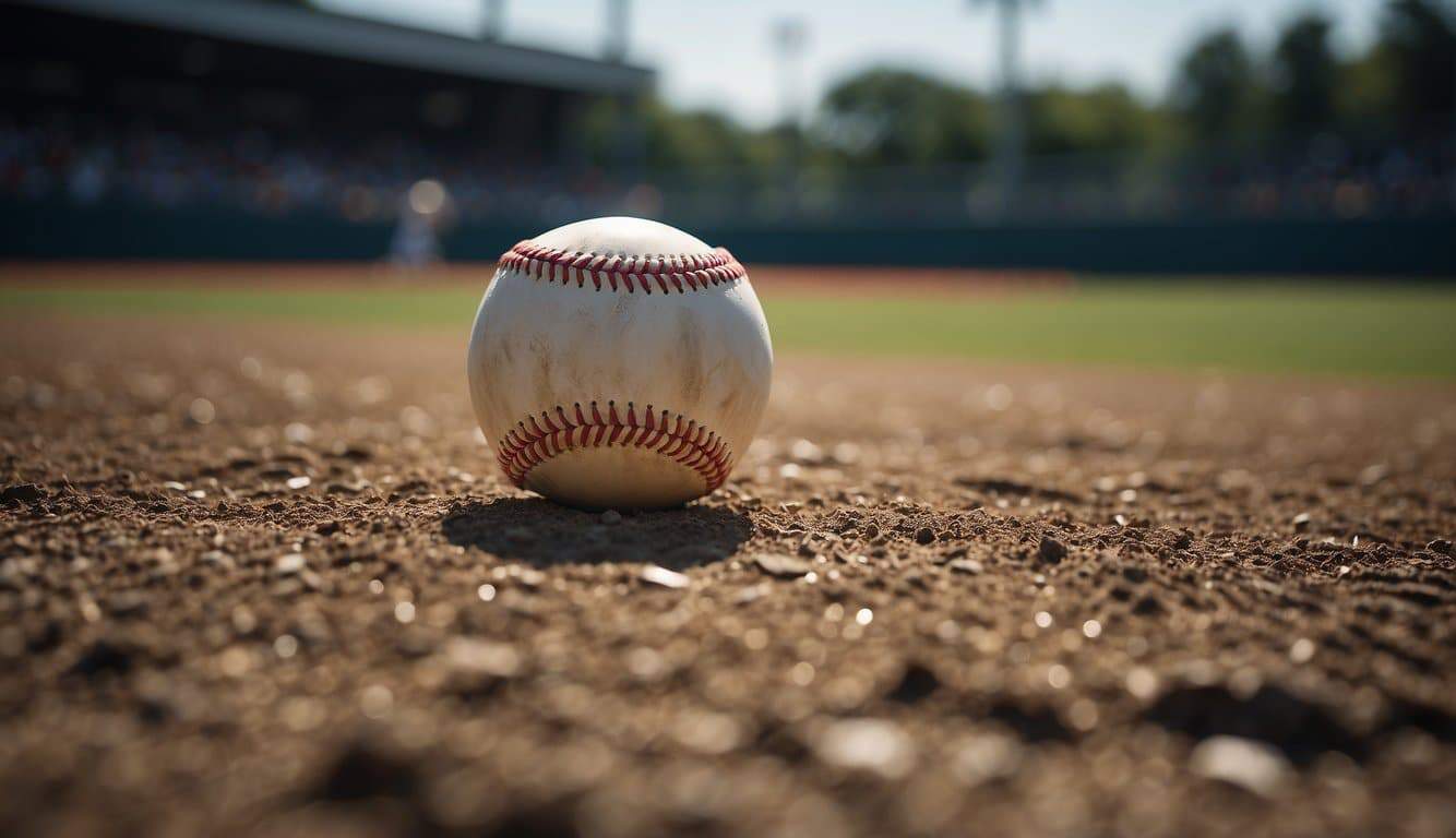 A baseball field with specific dimensions and markings