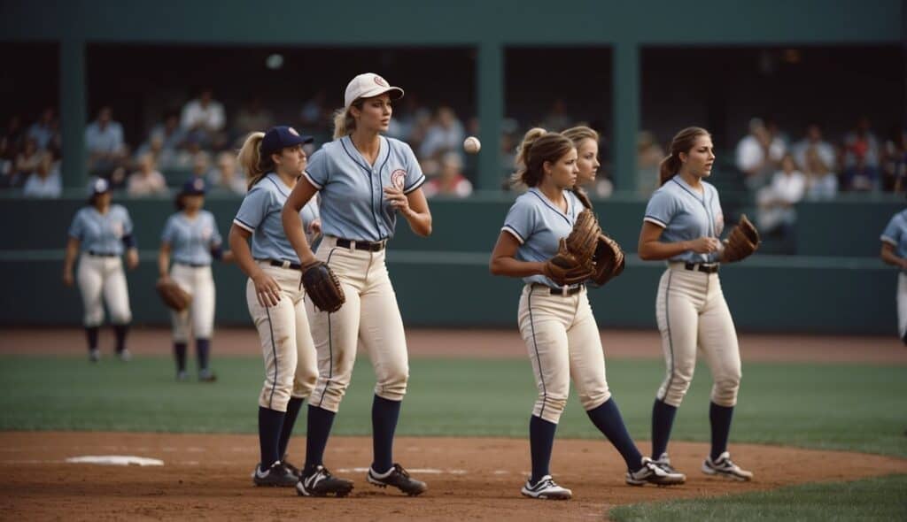 A group of women playing baseball, showcasing the history and evolution of women in the sport