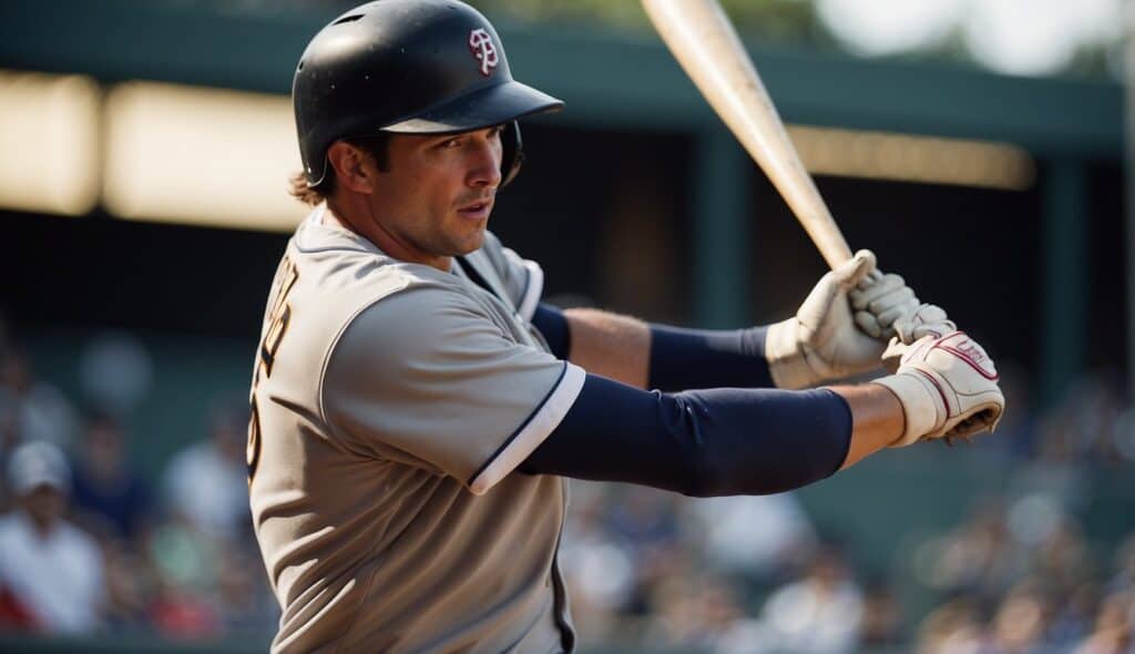 A baseball player swinging too hard, causing a shoulder injury