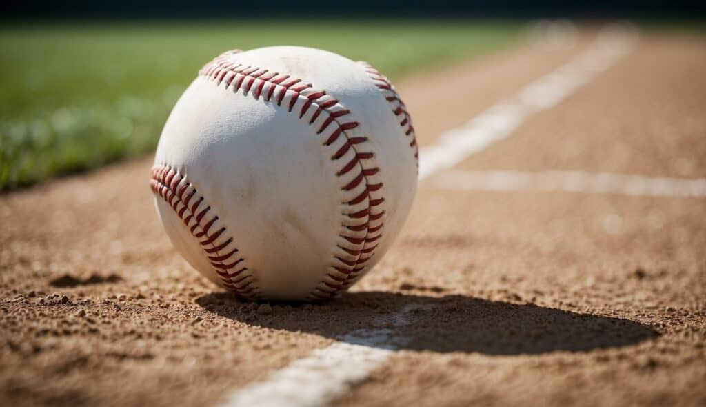 A baseball field with specific measurements and markings, including bases, pitcher's mound, and outfield, ready for a game