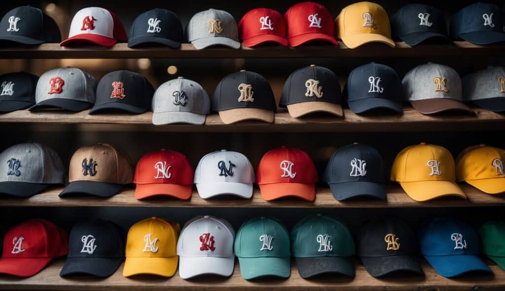 A collection of baseball caps in various styles and materials